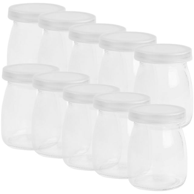 10pcs Simple Large Glass Bottles with Lid Glass Pudding Cups for Juice Milk Pudding
