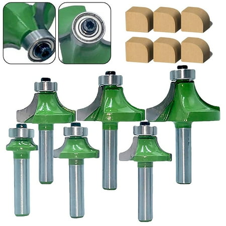 

BCLONG 6Pcs 8mm Shank Round Over Milling Cutter Bits with Bearing for Woodworking Tool