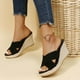 thumbnail image 5 of Zapatillas de cuña de cuerda de cáñamo con parte inferior de panecillo de plataforma de tacón alto de moda de verano Wmkox8yii  nm11096, 5 of 9