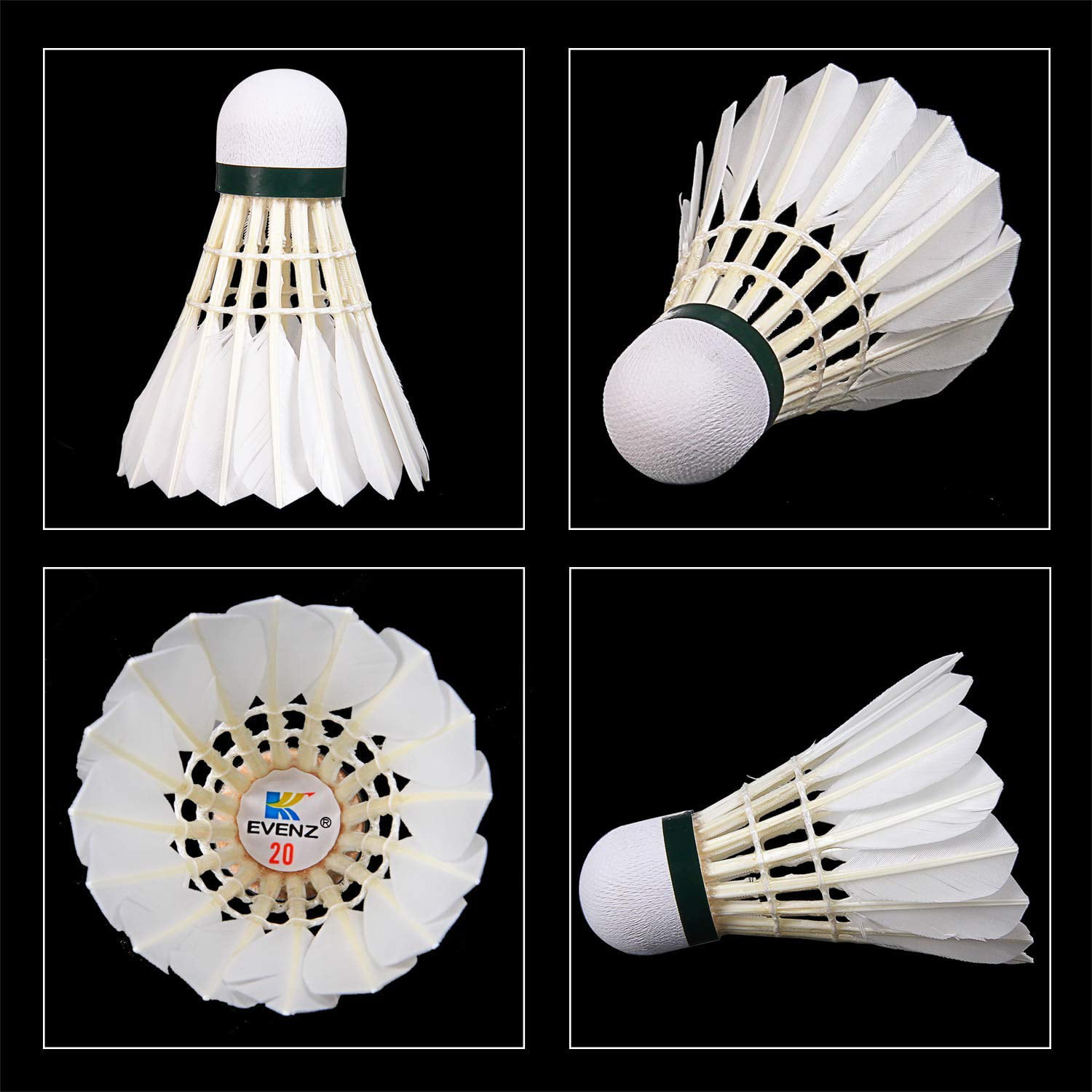 White Fast Feather Shuttlecocks Balls & KANOSON Badminton Shuttlecocks 12 Pcs 