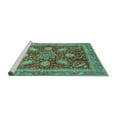 thumbnail image 2 of Ahgly Company Machine Washable Indoor Square Abstract Turquoise Blue Modern Area Rugs, 3' Square, 2 of 4