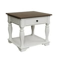 thumbnail image 4 of JUSTLET Rustic Farmhouse End Table with Storage Shelf and Drawer, Solid Wood Accent Side Table for Bedroom Living Room Kids Room Small Spaces, White + Brown, 4 of 6