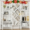 thumbnail image 3 of Triple 5 Tier Bookshelf, Large Wooden Bookcase with 17 Open Display Shelves, Modern Tree Book Shelf Metal Frame Tall Bookshelves Furniture for Living Room Bedroom Home Office Rustic Brown, 3 of 6