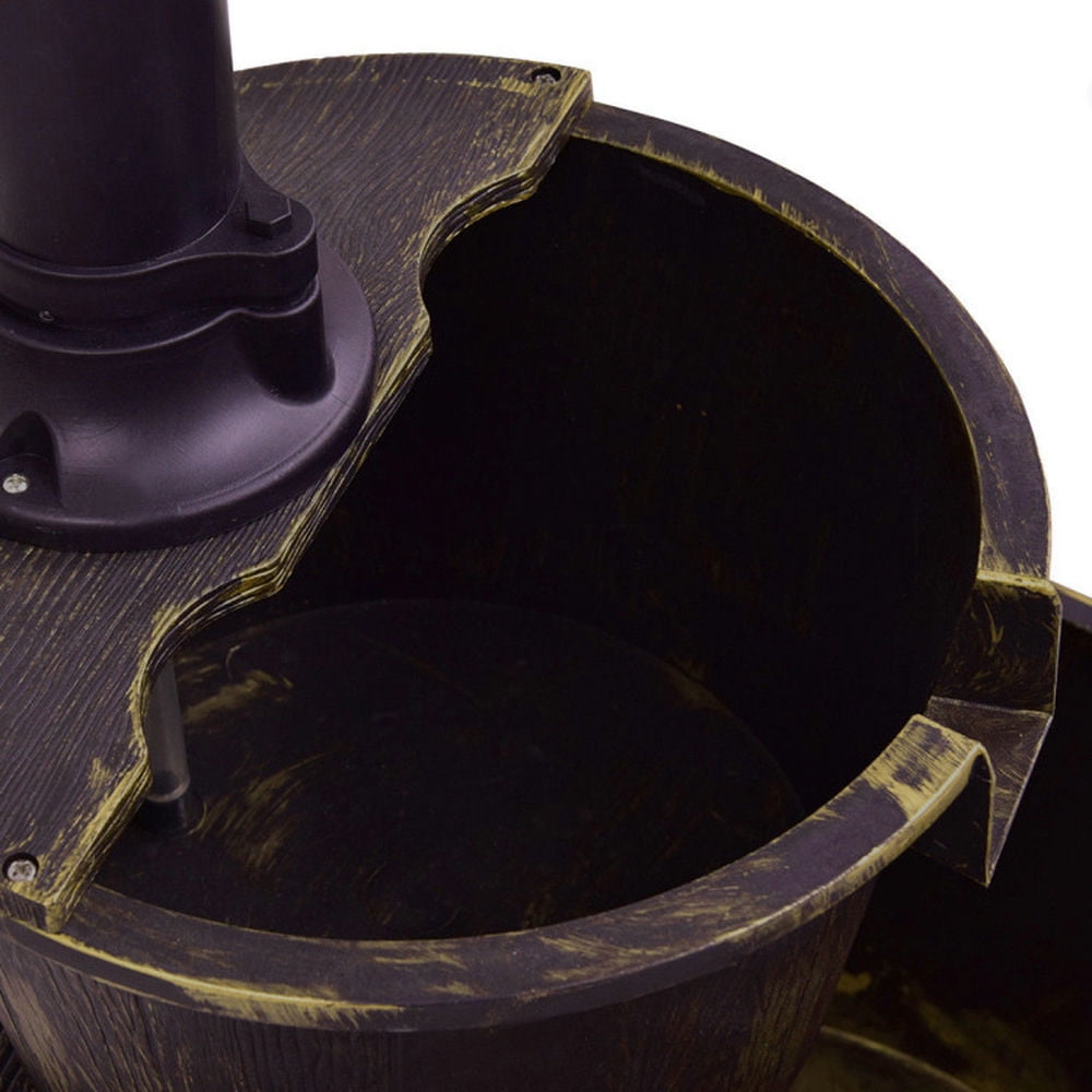 Kadyn 2 Tiers Outdoor Barrel Waterfall Fountain with Pump