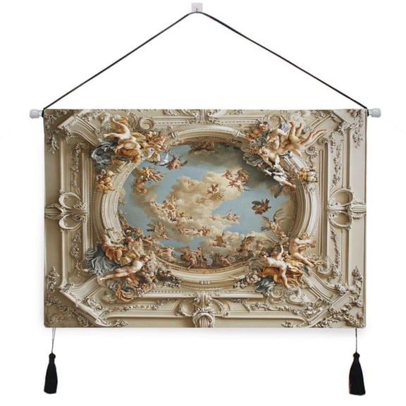 WOBOGO The Baroque Pattern Living Room Canvas Wall Art Bedroom Study Framed Canvas Print Artwork Home Office Decorations 24.5×16.7in