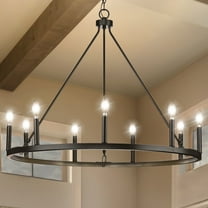 Luxury Modern Farmhouse Chandelier, Matte Black, UHP4605
