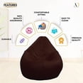 thumbnail image 4 of Ample Decor Leatherette Bean Bag Cover (No Filling), Ideal for Children and Teenagers - Brown, 4 of 5