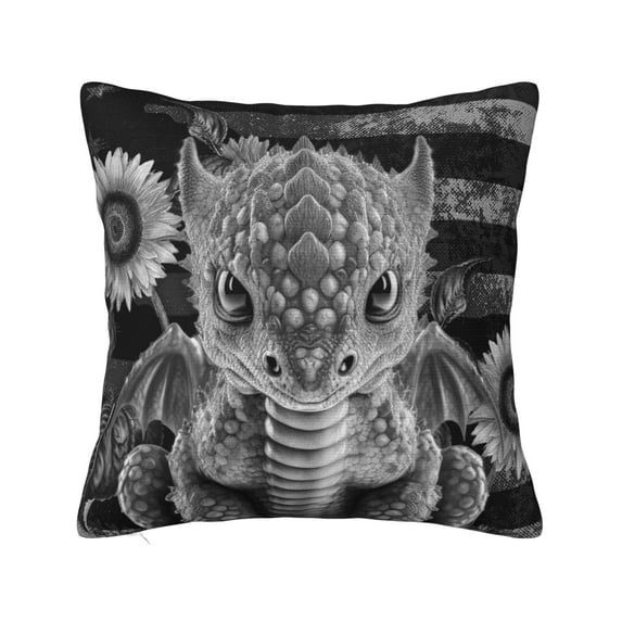 ZICANCN Sunflower Dinosaur Pattern Throw Pillow Covers, Bed Couch Sofa Knit Decorative Pillow Covers for Living Room Farmhouse, 12"x12"