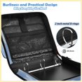 thumbnail image 4 of Zipper Binder with Shoulder Strap 2 inch 3 Ring Waterproof File Folder Organizer Bag 500 Sheet Exquisite White Feathers, 4 of 8