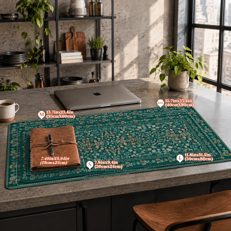 Aesthetic Flower Mouse Pad 23.6x13.7in Deep Green - Walmart.com
