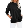 thumbnail image 6 of Baberdicy on Clearance under $15 Women's Crew Neck Solid Color Sweatshirt Tops Long Sleeves Casual Pullover Cute Lightweight Loose Tops Navy S, 6 of 8