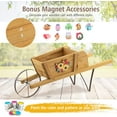 thumbnail image 3 of SOPTY Wooden Wagon Planter, Small Wheelbarrow Wagon Flower, Indoor & Outdoor Raised Bed W/ 9 Magnetic Accessories, Wheel, 2 Handle, Wood Flower Cart Planter for Garden Backyard Holiday-Walnut, 3 of 9