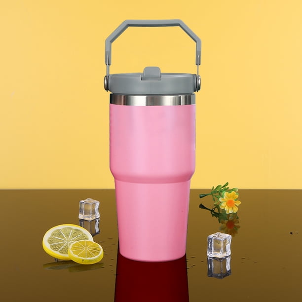 Botella de agua deportiva con pajita y asa de 20/30 oz termo de acero inoxidable de doble capa para deportes al aire libre