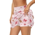 thumbnail image 2 of Yuyamidu Pink Christmas Print Ladies Athletic Skorts for Tennis Golf High Waisted Sports Skirts Stretchy Fabric, Built-in Shorts, Breathable, Holiday Themed, Holiday Outdoor Sports Activities, 2 of 8
