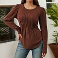thumbnail image 2 of Huaizzzy Arrivées d'Automne Blouse Chemise à Manches Longues Mode Décontractée Détail à Volants Col Rond Bas Tunique Haut pour Femmes Grande Taille Vêtements pour Femmes Grande Taille Tuniques pour Femmes Hauts de Sarrau Femmes Grande Taille Grande Taille, 2 of 5