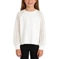 thumbnail image 4 of Girl's Casual Shirts Lace Patch Long Sleeve Tops Girls T Shirts Size 8 Crewneck Pullovers Loose Blouse Girls Clothes(Size 5-6 Years,White), 4 of 4