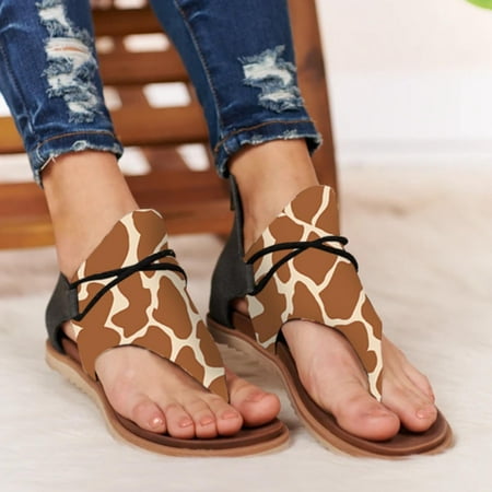 

VKEKIEO Round Toe Cushionaire Sandals Women Flat Heel Thin Multi-color