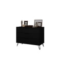 thumbnail image 3 of Pemberly Row 3-Drawer Mid-Century Wood Dresser with Metal Legs in Black, 3 of 11