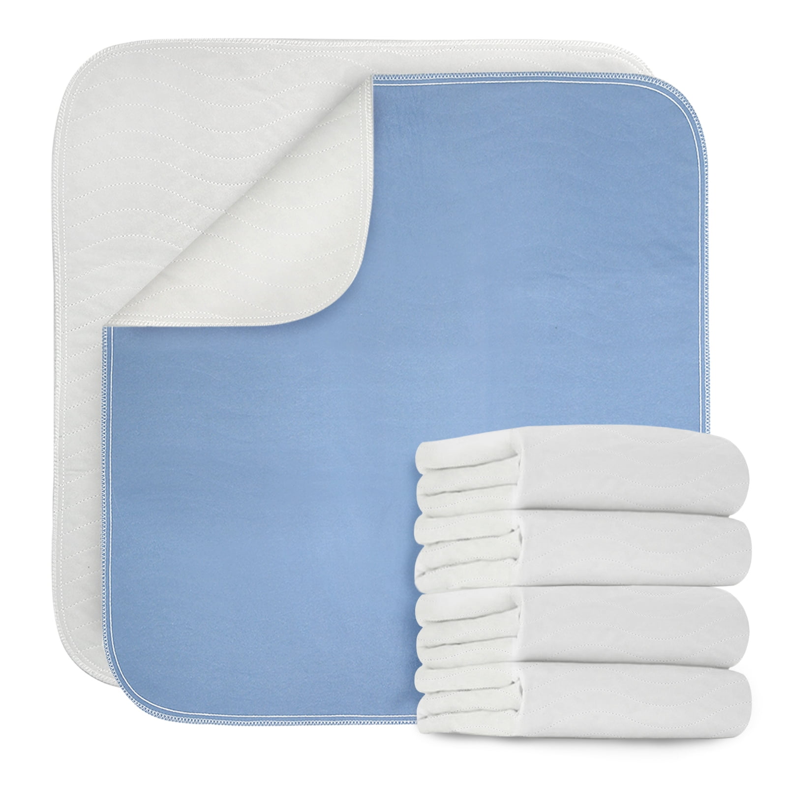 Gogreen Waterproof Reusable Underpads, 4-Layer Heavy Absorbency & Quilted Washable Pads for Kid, Adult, Elderly & Pet, Bedwetting Incontinence Pad for Bed, Sofa, Floor, Couch (18" x 24", Pack of 4)