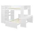 thumbnail image 4 of Harper & Bright Designs Full Over Twin Bunk Bed with Desk, Solid Wood Bunk Bed with Storage Shelves and Wardrobe, Twin Size Loft Bed with a Stand-Alone Bed, White, 4 of 14