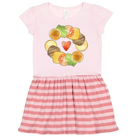 

Inktastic I Love Burgers Summer Burger Fixings and Heart Gift Toddler Girl Dress