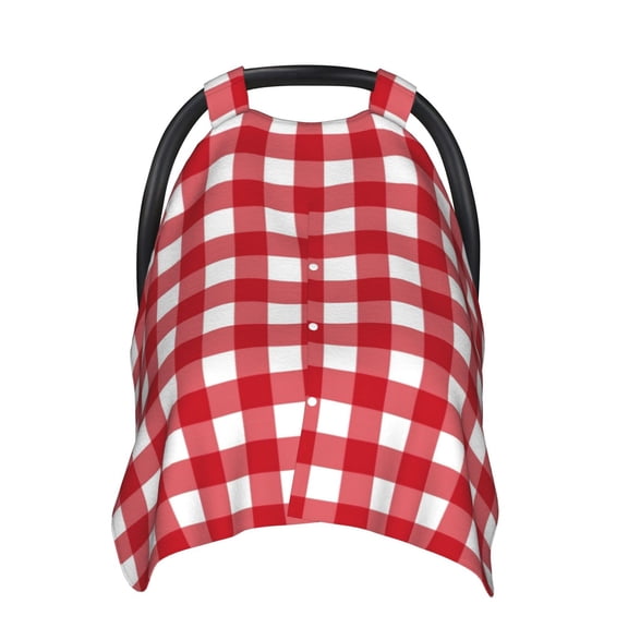 Car Seat Cover Baby - Red Checkboard Breathable Infant Car Seat Cover for Baby Carseat, Lightweight Comfort Baby Essentials Must Haves Newborn Stuff for Girl Boy