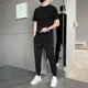 thumbnail image 3 of Conjuntos de pantalones Camiseta lisa para hombre Trajes deportivos grises Pantalones deportivos Top Chándal con alfabeto Ropa para hombre Estilo coreano 5xl Elástico, 3 of 4
