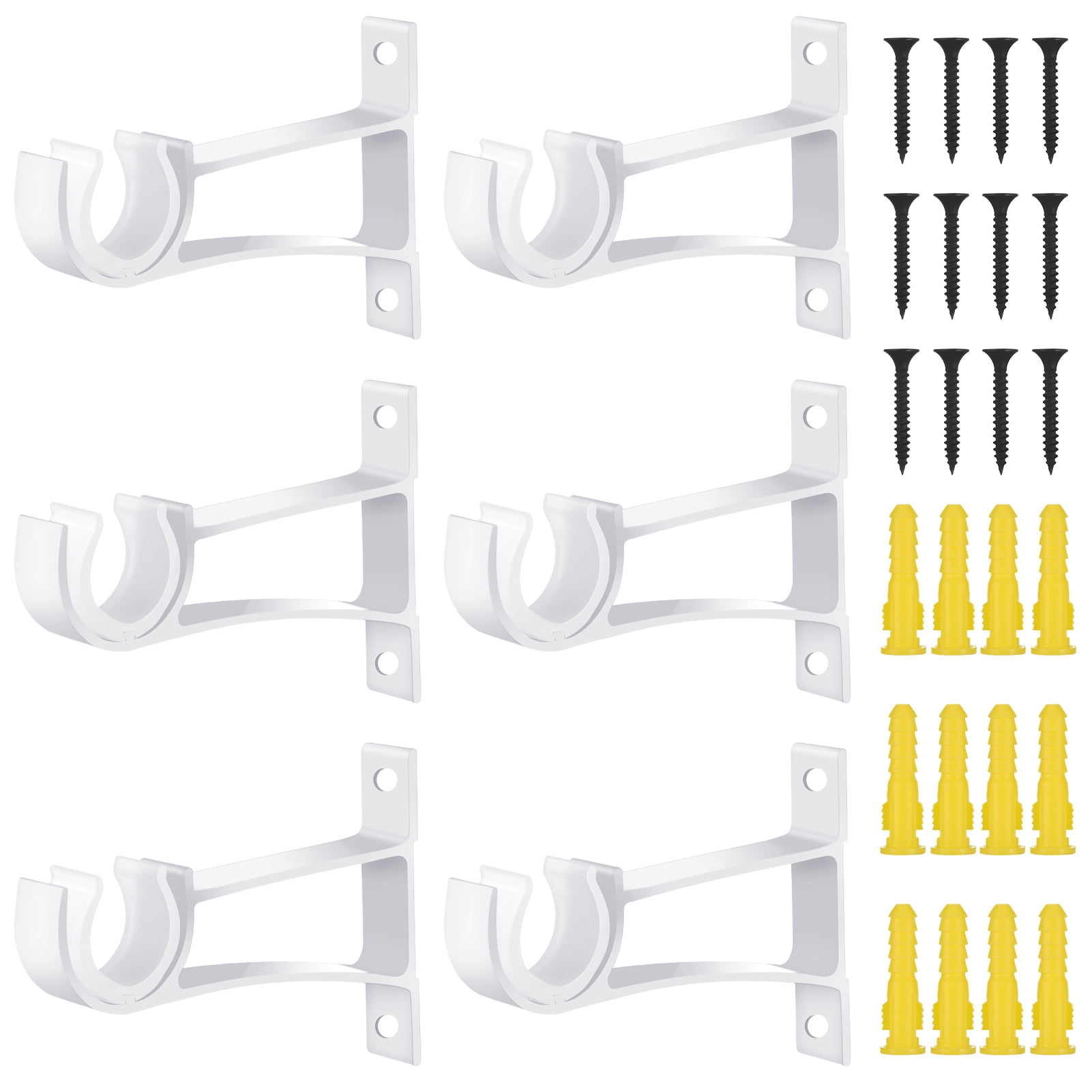 Prdigy 6pcs Curtain Rod Bracket, Heavy Duty Curtain Rod Holder, Curtain