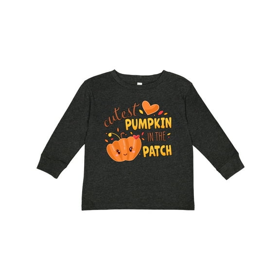 Inktastic Cutest Pumpkin in the Patch with Orange Heart Boys or Girls Long Sleeve Toddler T-Shirt