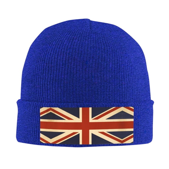 Retro British Flag Beanie Hat Knit Hat Skull Cap for Men Women Winter Hat Blue