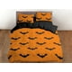 thumbnail image 3 of Murciélago patrón de naranja halloween ropa de cama de tamaño completo y funda de almohada, funda nórdica conjunto, 3 of 4