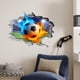 thumbnail image 4 of Adhesivo de pared de fútbol 3D con llamas de fútbol, ​​vinilo adhesivo para pared, diseño de pared de fútbol que rompe las paredes., 4 of 9
