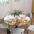 thumbnail image 5 of Orange Pumpkins Fall Round Tablecloth for 36-44 Inch Tables,Fitted Table Cover with Elastic Edge,Thanksgiving Maple Leaves Pastoral Waterproof Outdoor Table Cloth Protector for Patio Garden Dinner, 5 of 9