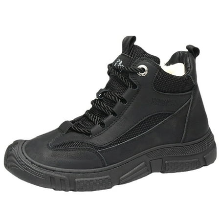 

YAZI Mens Snow Boots Winter Boots Fur Lined Anti-Slip Warm Hiking Boots Outdoor Shoes