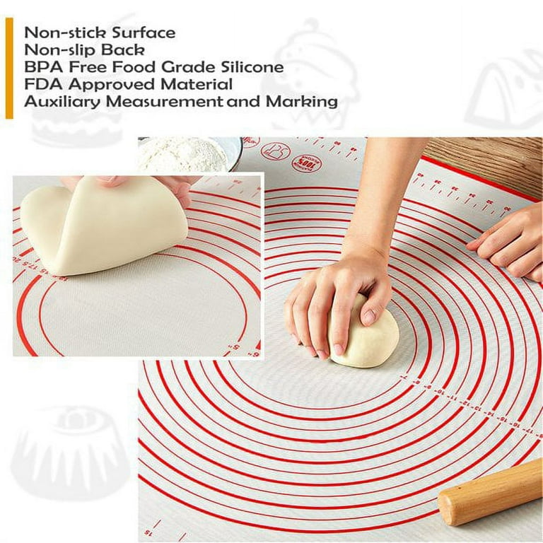 Silicone Fondant Rolling Mat  Non-Slip Silicone Pastry Mat with  Measurements Reusable BPA Free Baking