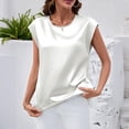 thumbnail image 2 of Stichou Womens Silk Satin Tops 2026 Summer Spring Cap Sleeve Shirts Dressy Crew Neck Tank Tops Loose Business Casual Blouse White M, 2 of 5