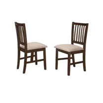Mid-Century Wooden Dining Chair Set of 4, Open Slat Back Dining Kitchen Room Chair with Cushion, Walnut Finish