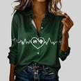 thumbnail image 1 of TaTaai Women St. Patrick's Day Printed Long Sleeve Shirt Casual Round Neck Fashion Blouse Lightweight Soft Polyester Top for Daily Party Office Vacation All Seasons Wear Gift, 1 of 5