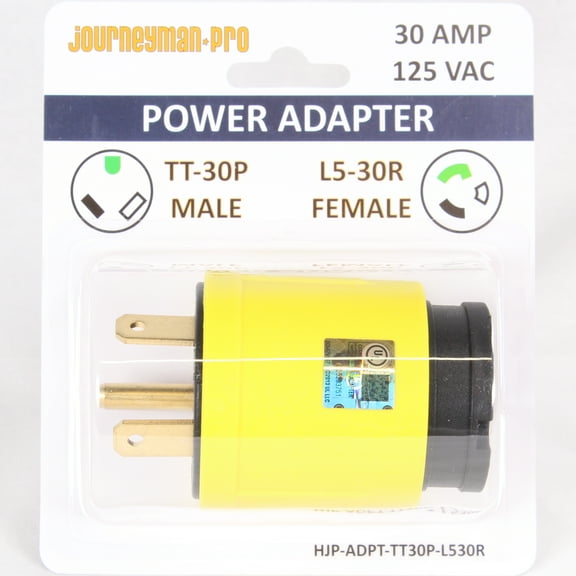 Journeyman-Pro HJP-ADPT-TT30P-L530R, 30 Amp 125/250V Male to Female TT Electrical Plug