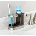 thumbnail image 2 of mDesign Bathroom Toothbrush/Toothpaste Dental Storage Organizer - Brown/Brushed, 2 of 6
