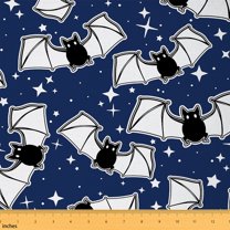 Castle Fairy Black Bats Fabric by the Yard 10 Yards for Kids,Black White Room Decor Fabric by the Yard,Happy Halloween Fabric for Sewing,Ultra Soft Home Decor