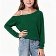 thumbnail image 4 of WXFAZCVU Girls Off the Shoulder Tops Trendy Long Sleeve Shirt Fall Clothes Everyday Wear Size 6-7 Year, 4 of 4