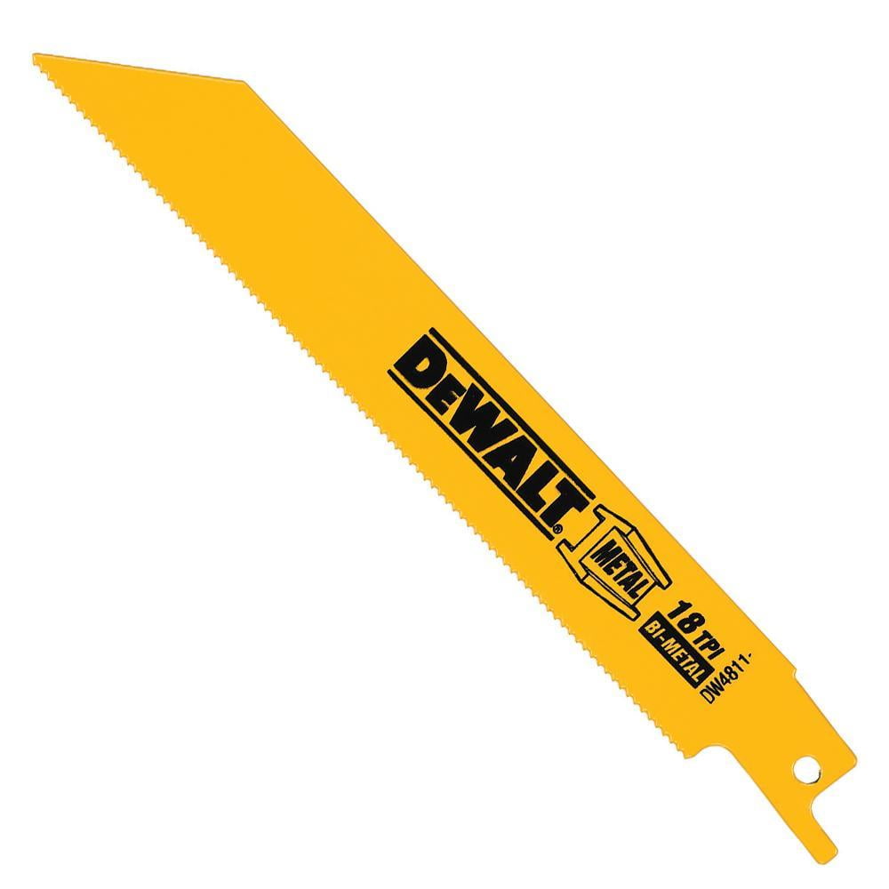 5 pc DEWALT DW4811 6-Inch 18 TPI  Bi-Metal Reciprocating Sawzall Blade For Metal 
