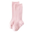 thumbnail image 1 of xiaxaixu Toddler Baby Medium Tube Socks, Solid Color Ribbed Knit Knee High Socks Seamless Uniform Stockings, 1 of 9