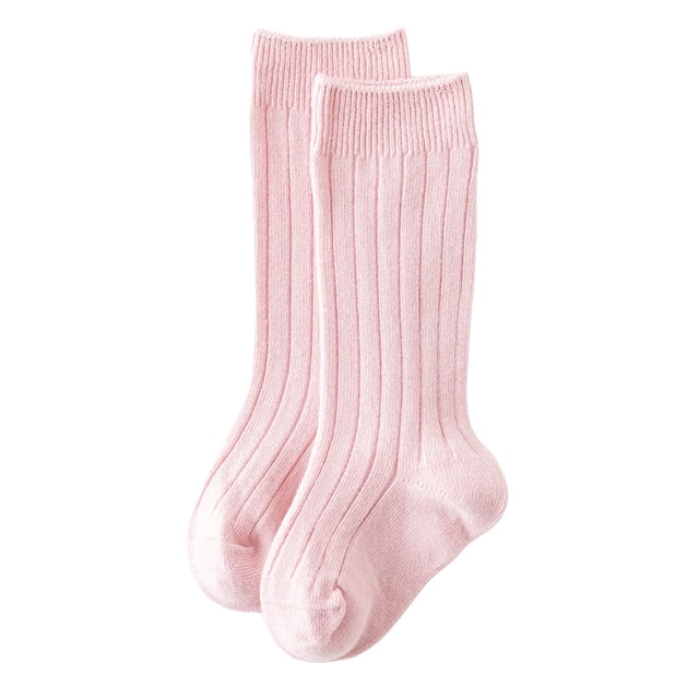 xiaxaixu Toddler Baby Medium Tube Socks, Solid Color Ribbed Knit Knee High Socks Seamless Uniform Stockings
