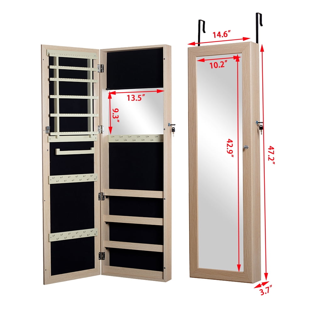 Organizedlife Full Length Mirror Jewelry Armoire Cabinet Chest With Lock Wall Door Mount