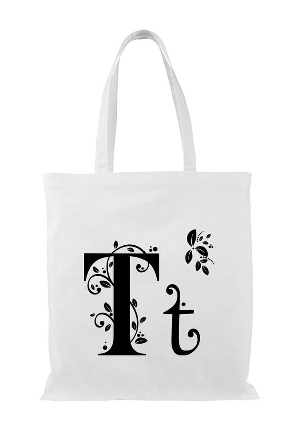 Letter T Upper Lower Case Nature Tote Bag - Image by Shutterstock, One Size Cotton Canvas Tote Bag
