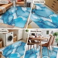 thumbnail image 6 of 2.7x5 Washable Area Rug, Abstract Marble Texture Non-Slip Rectangle Rug for Bedroom Bedside, Blue Gary Water Ripples Indoor Floor Mat for Home Decor, 6 of 9