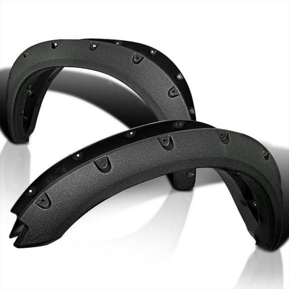 Spec-D Tuning 4PC Front   Rear Rugged Textured Pocket Rivet Bolt On Fender Flares Compatible with 2009-2017 Dodge Ram 1500