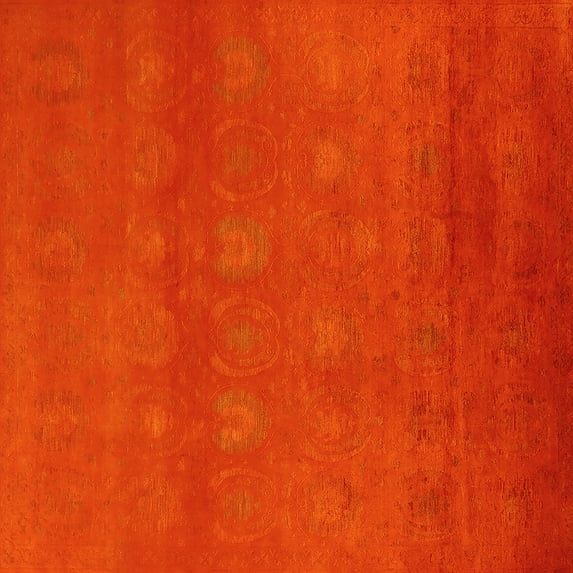 Ahgly Company Indoor Square Oriental Yellow Industrial Area Rugs, 3' Square